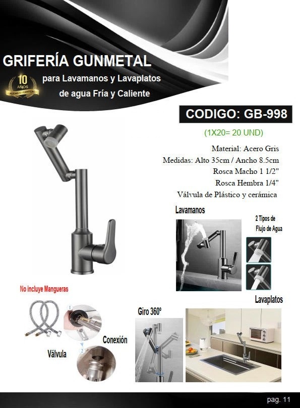 GRIF LAVPL/CLL/GIRATORIA/FR/CAL 38X8.5CM ACERO GRIS 1/2 - 2 