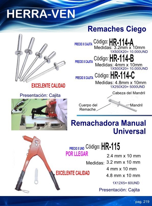 Remaches 32x10MM(CAJA 500UND)