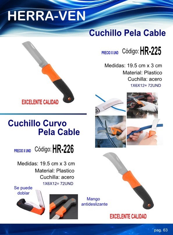 CUCHILLO PELA CABLES 19X3CM