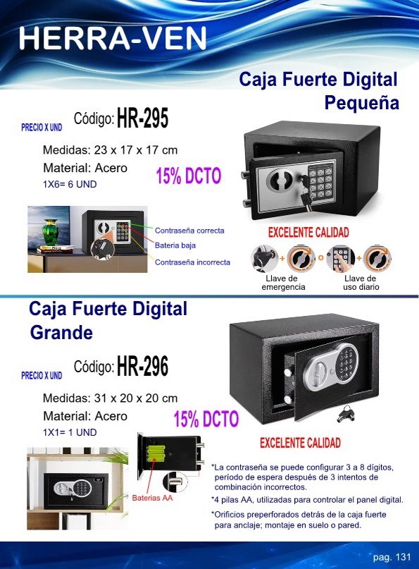 CAJA FUERTE DIGITAL GRAN 31X20 CM ACERO