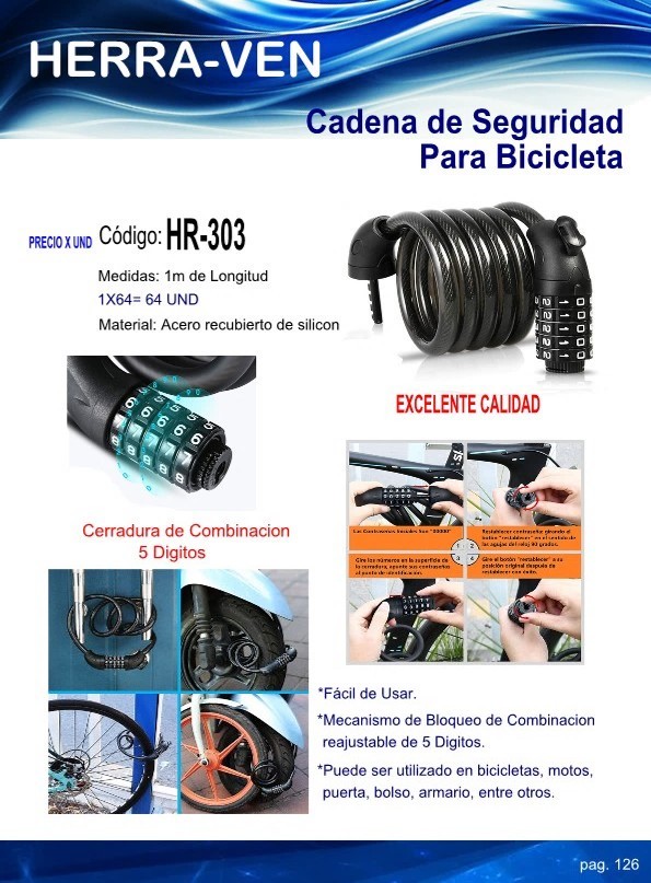 CADENA DE SEGURIDAD P/ BICICLETA (1m)
