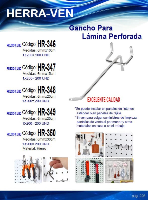 GANCHO P/LAMINA PERFOR (6mmX10CM)