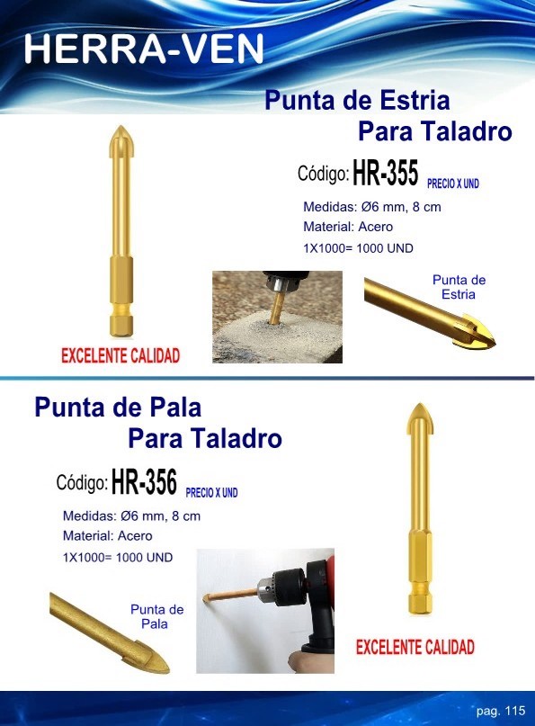 PUNTAS ESTRIA P/TALADRO 6MM