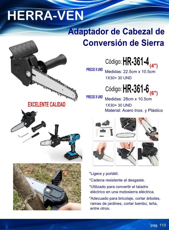 ADAPTADOR CABEZAL CONVERSION SIERRA 6¨ P/TALADRO