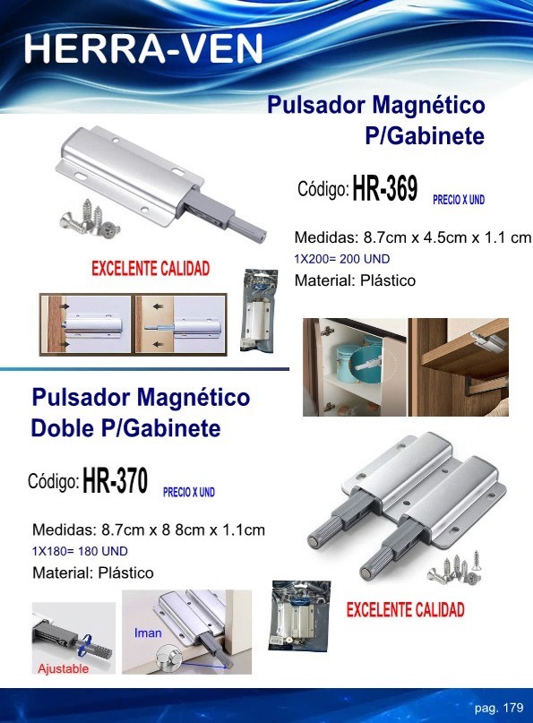 PULSADOR MAGNETICO P/GABINETE PLAST 8,7X4,5CM