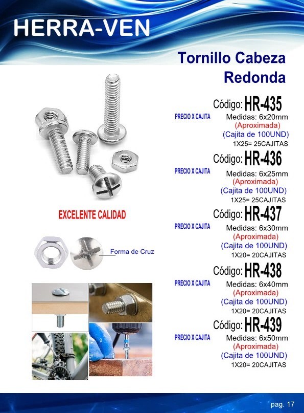 TORN C/REDONDA 6X40MM (CAJA 100 UND)