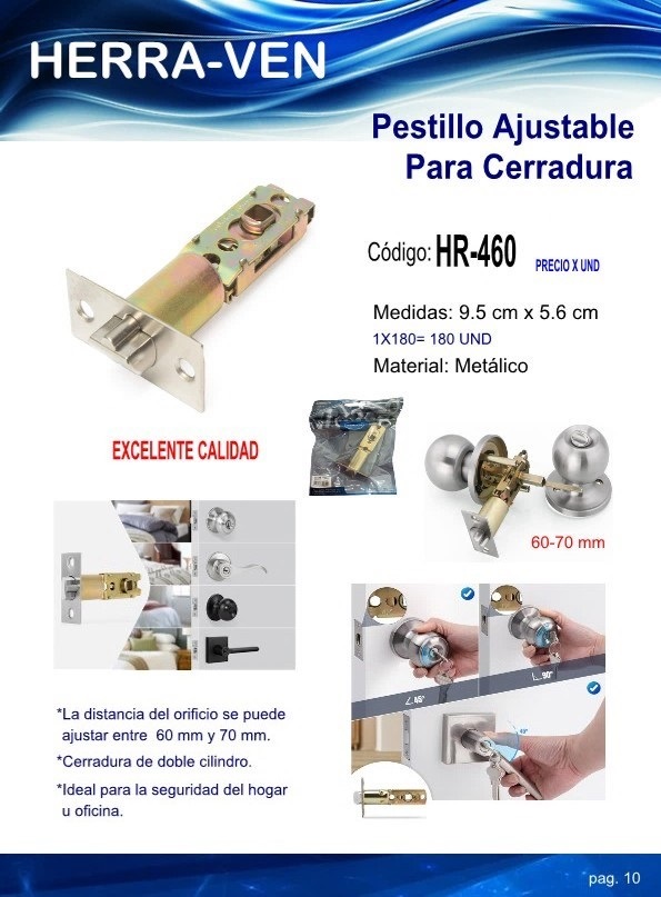 PESTILLO REPUESTO AJUSTABLE P/CERRADURA POMO METAL 9,5X5,6CM