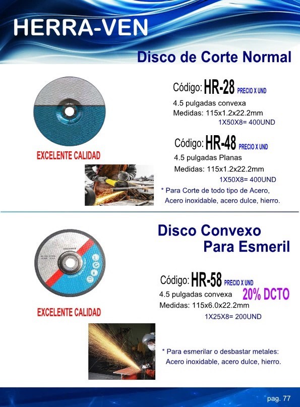 Disco 4.5 115X1.2X22.2mm PLANA (5UND)