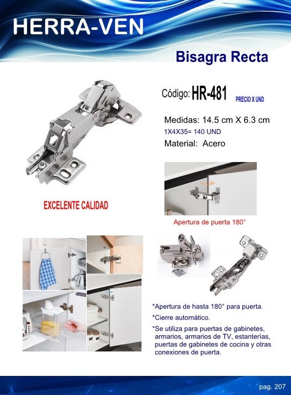 BISAGRA RECTA P/PTAS GABINETE METALICA 14X6CM