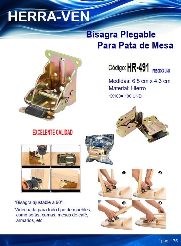 BISAGRA PLEGABLE P/PATAS DE MESAS 6,5X4,3CM