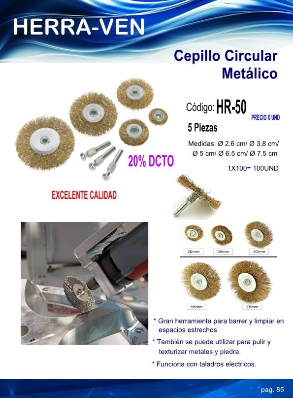 CEPILLOS CIRCULARES METALICOS  5 PZAS