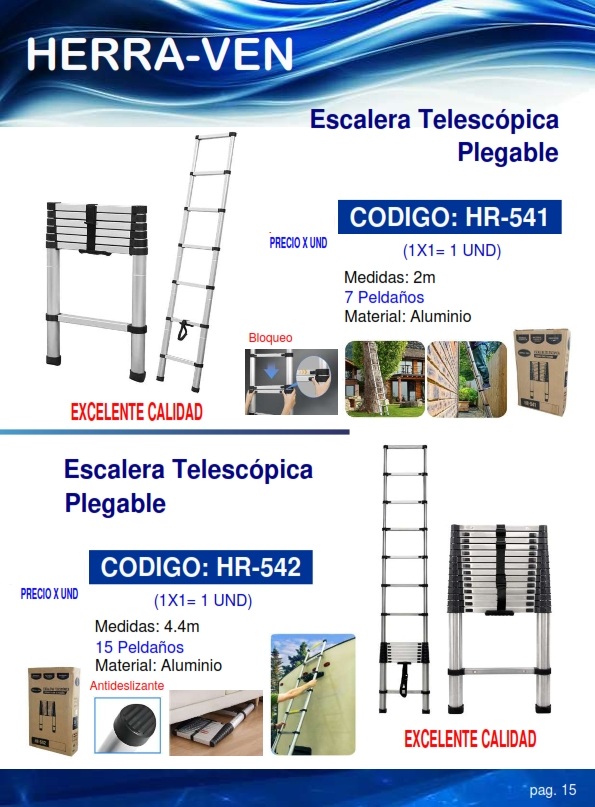 ESCALERA TELESCOPICA PLEGABLE 7P - 2MTS