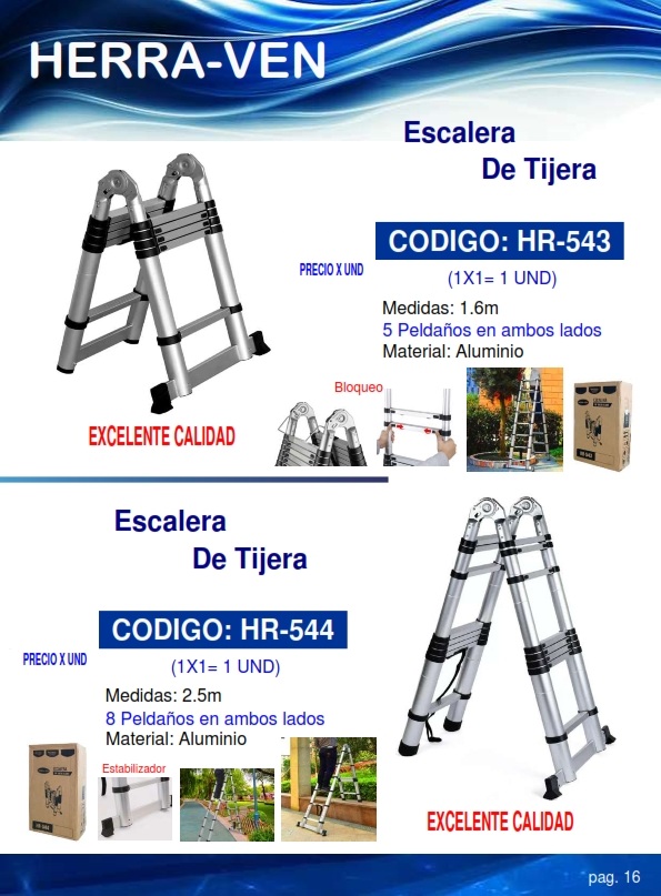 ESCALERA TIJERA PLEGABLE - 8P - 2.5MTS