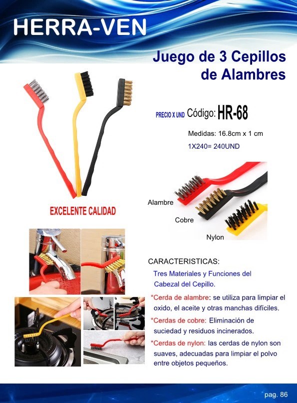 JUEGO 3 CEPILLOS ALAMBRE (DIFERENT CERDAS)