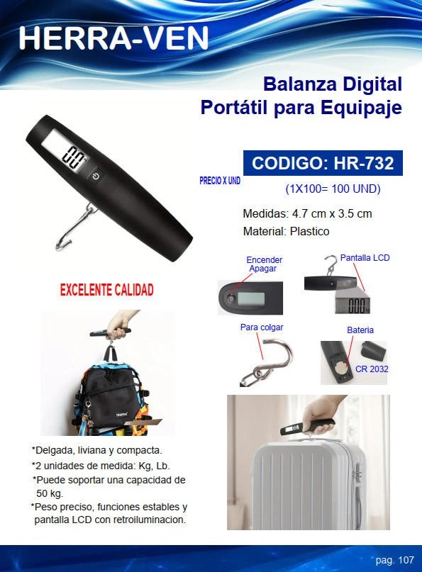 BALANZA DIGITAL P/MALETAS MANUAL - PLATS - 4,5X3,5CM - 0,5-5