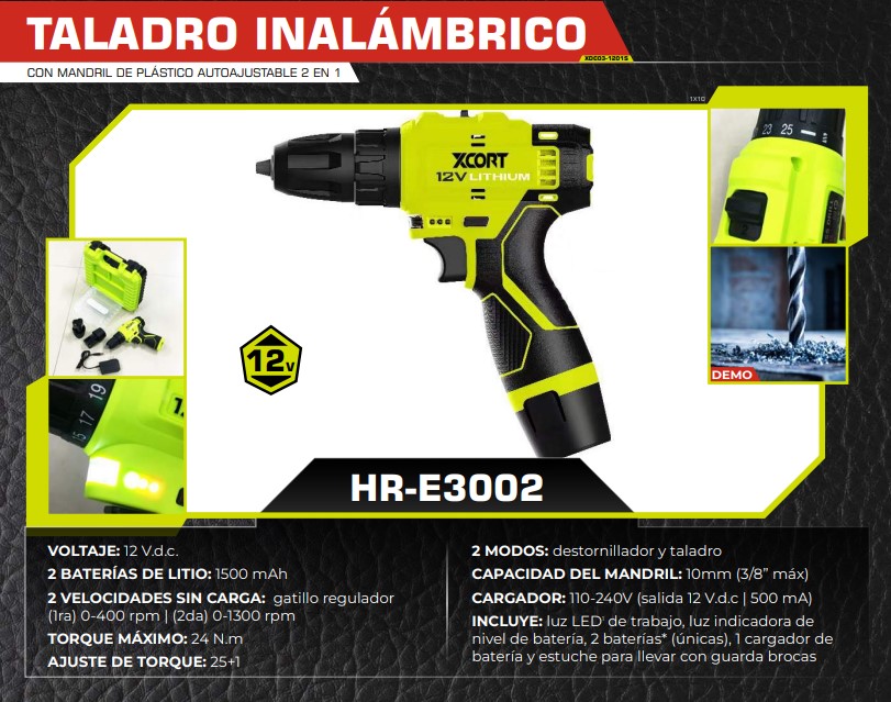 TALADRO INALAMBRICO DE 12V/1150RPM