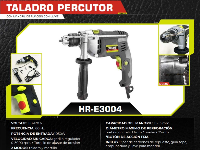TALADRO DE IMPACTO 1/2 - 1050W - 110 - 3000 rpm - MARTILLO