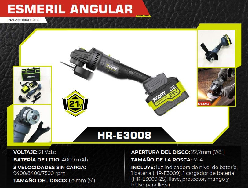 AMOLADORA ANGULAR 21vdc - 5" - 7500 rpm
