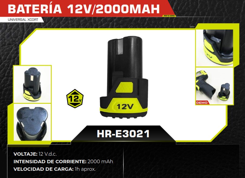 BATERIA DE LITIO 12V UNIVERSAL 2000mAH