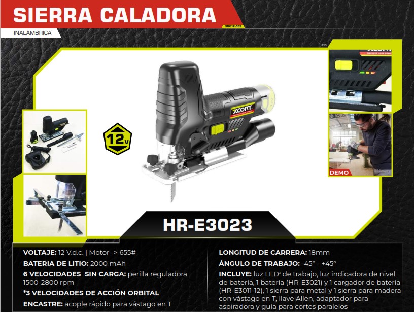 SIERRA CALADORA 12V - 2800 rpm - Angulo 45 - 2000 ma