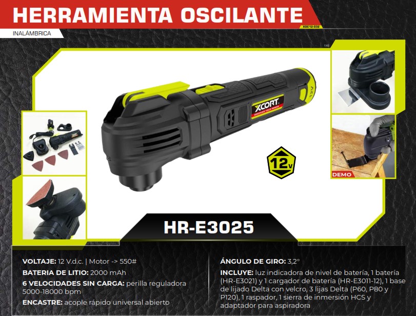 HERRAMIENTA OSCILANTE INALAMBRICA 12v - 6niveles - 2000ma