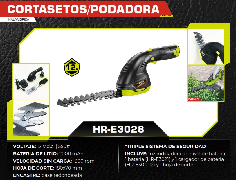 CORTASETOS / PODADORA - 12V - 1300 rpm - 2000 ma