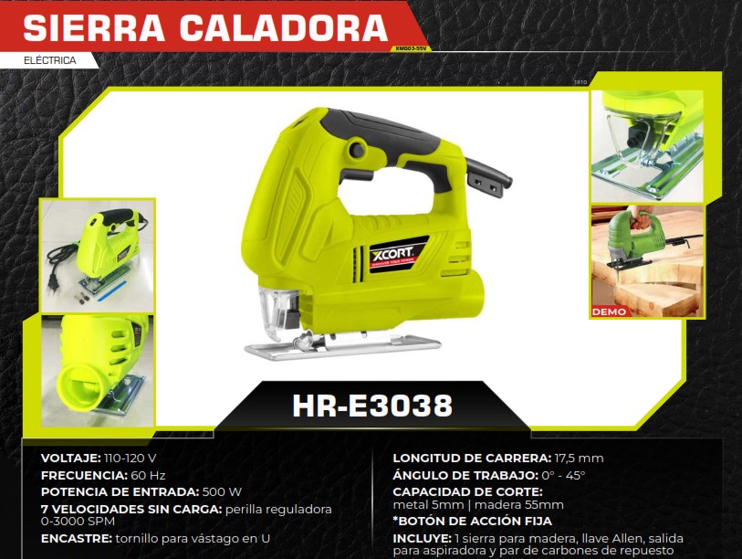SIERRA CALADORA 500W - 110V - 0/3000 SPM - LONGITUD 17,55MM 