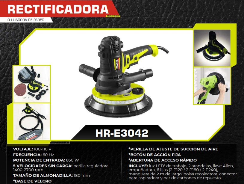 RECTIFICADORA O LIJADORA P/PARED 850W - 110V - 1400/2700 RPM