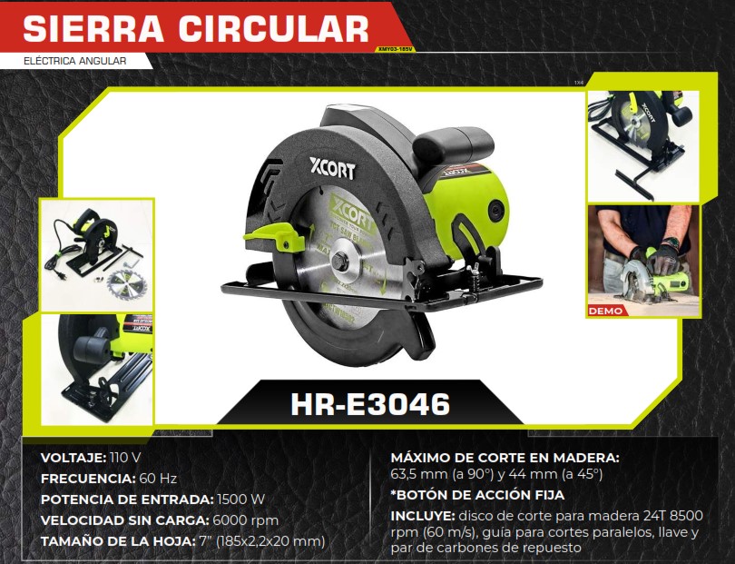 SIERRA CIRCULAR 1500W - 110V - 6000 RPM DISCO 185MM 60 HZ (9