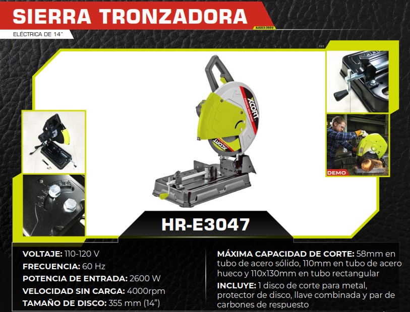 SIERRA TRONZADORA (14") 2600W - 110V - 4000 RPM DISCO 355MM 