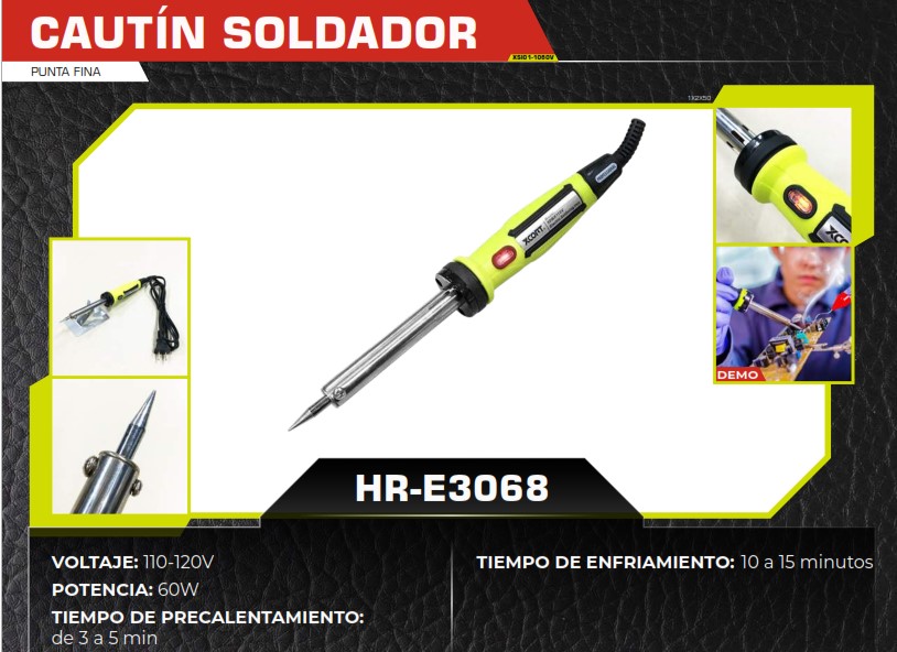 CAUTIN SOLDADOR PUNTA FINA RECTA 110V - 60W