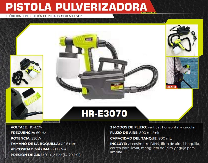 KIT PISTOLA Y COMPRESOR PINTURA 110V - 550W - 800ML/MIN