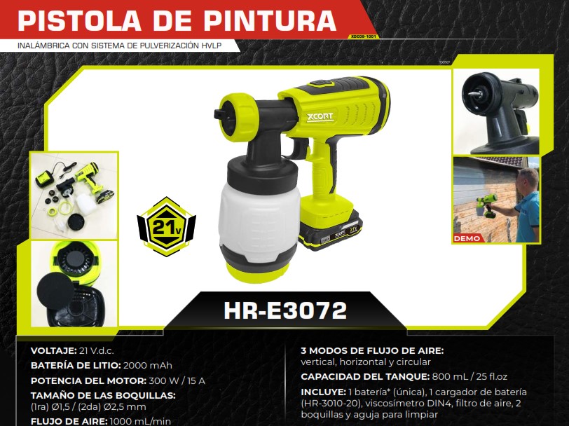 PISTOLA PINTURA INALAM 21V C/SISTEMA DE PULVERIZACION HVLP 2