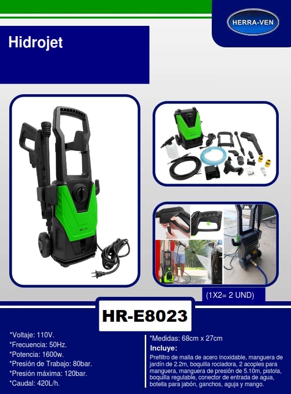 HIDROJET (7L/min) 110V- 1600W - PRESION NOM = 80-120 BAR MAX