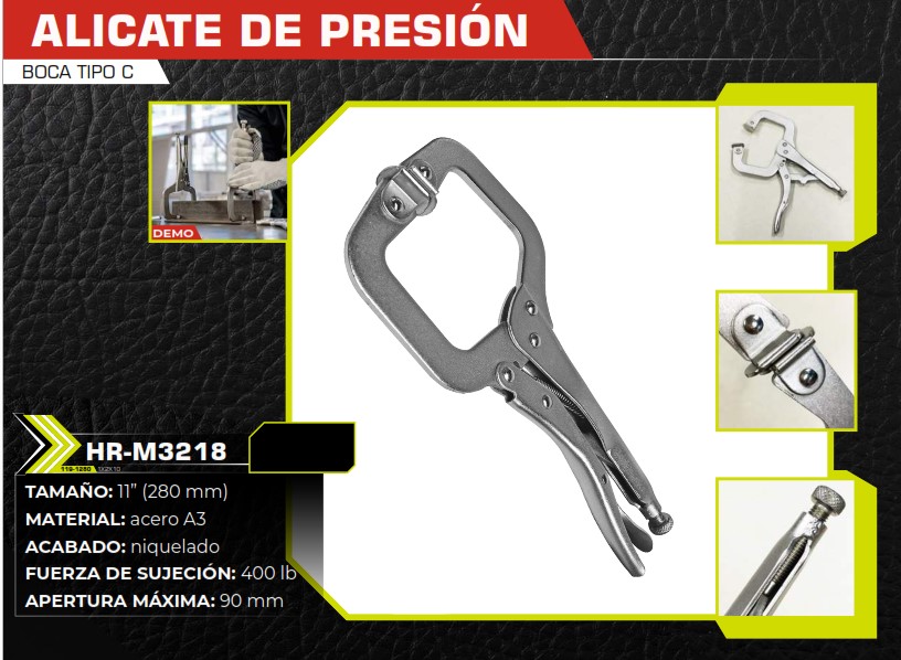ALICATE DE PRESIÓN TIPO C 11" ACERO