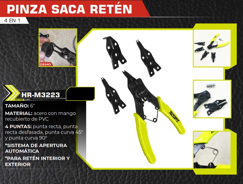 PINZA SACA RETÉN 4 EN 1  6"