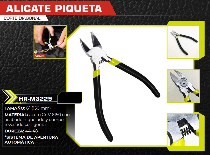 ALICATE PIQUETA C/DIAGONAL 6" APERTURA AUTOM