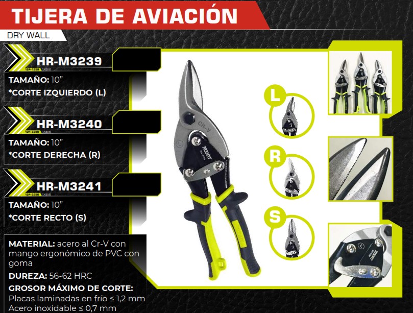 TIJERA AVIACION DRY WALL CURVA DEREC 10"