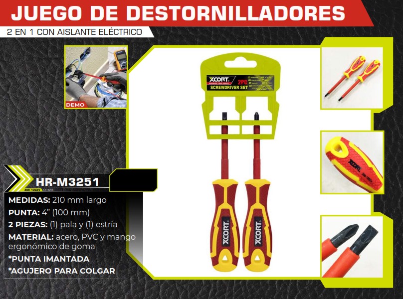 JUEGO DE DESTORNILLADORES AISLANTES 21CM