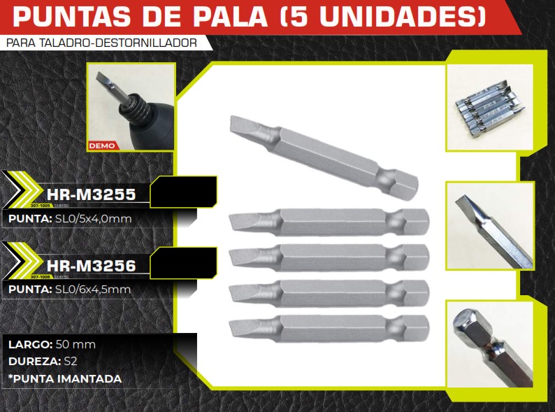 JUEGO PUNTAS PALA (5 UNIDADES) 5CM