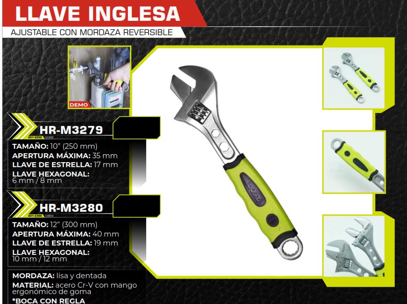 LLAVE INGLESA AJUSTABLE ERGONOMICA 10¨