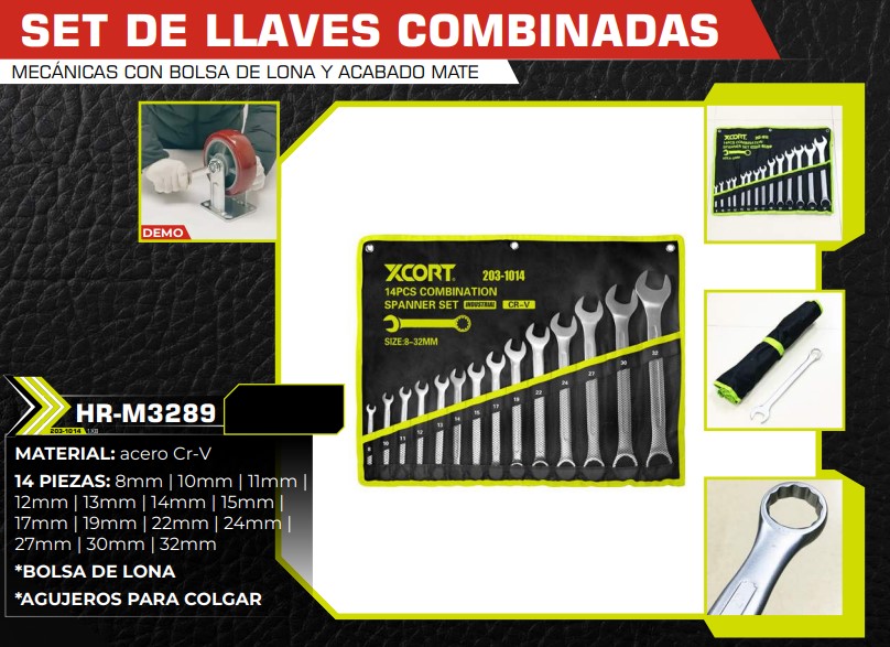 SET LLAVES COMBINADAS 14PZAS 8-10-11-12-13-14-15-17-19- 22-2