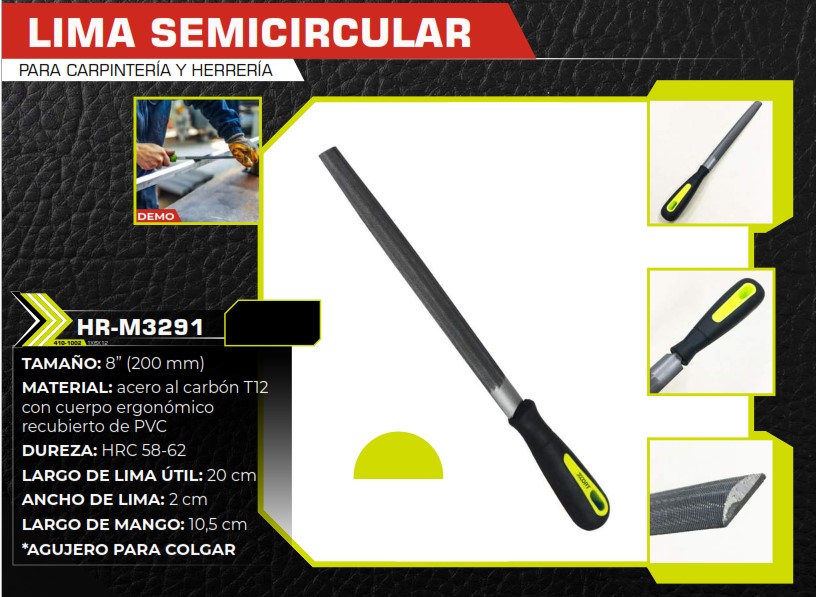 LIMA SEMICIRCULAR 8" MANGO PLAST