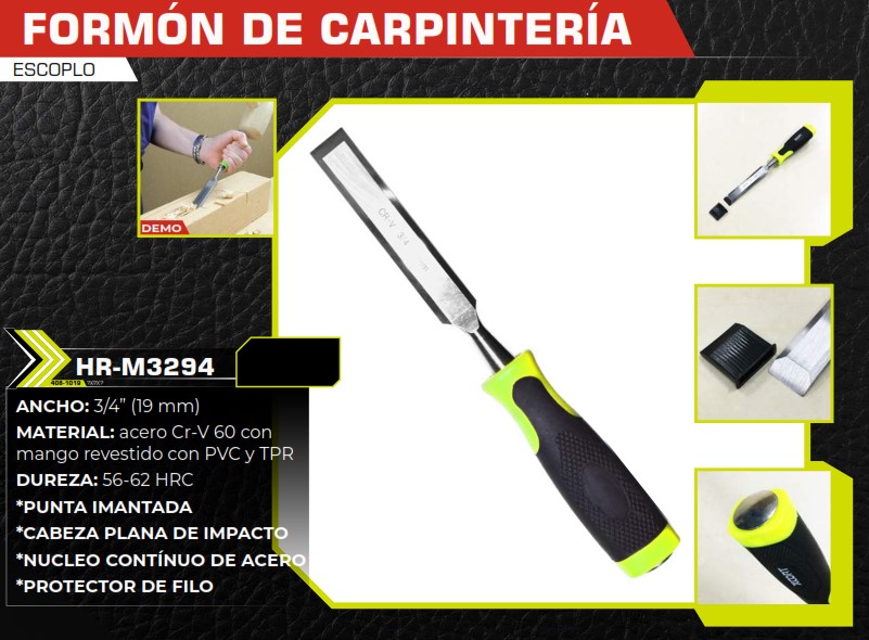 FORMON DE CARPINTERIA ESCOPLO 3/4 MANGO PVC IMPACTO