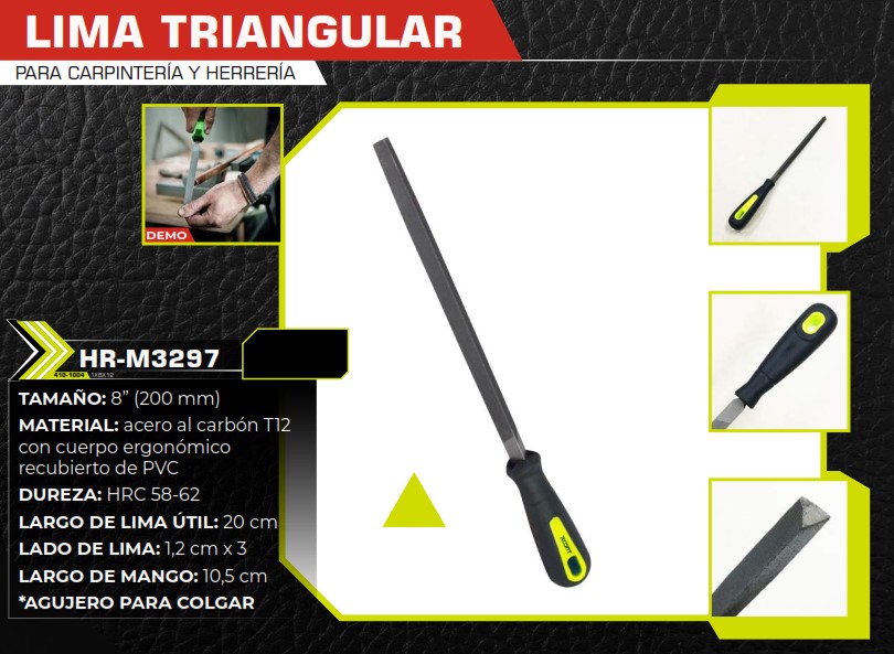 LIMA TRIANGULAR 8" MANGO PLAST