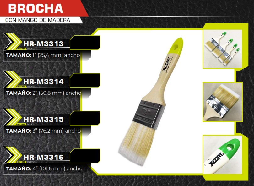 BROCHA MANGO MADERA (1") CERDA AMARILLA