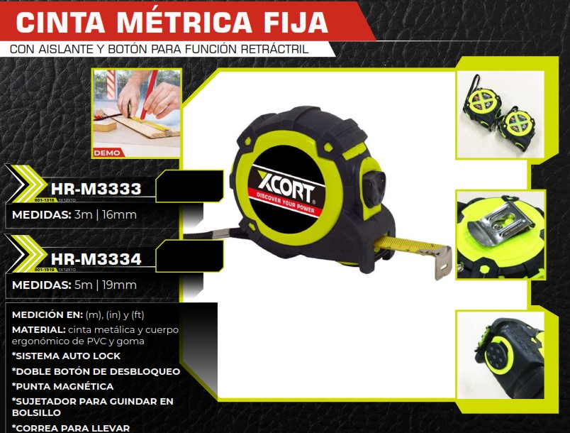 CINTA METR 5MTS XCORT GOMA RETRACTIL