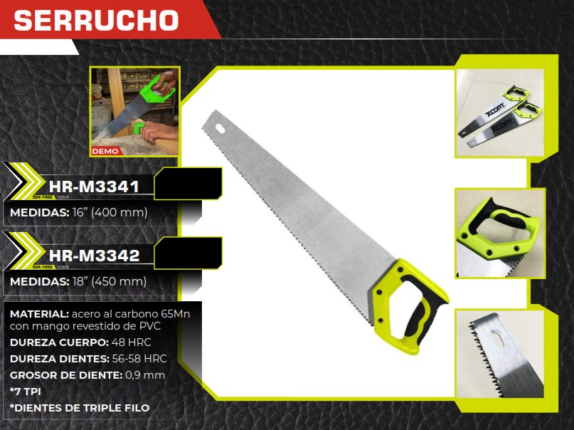 SERRUCHO 18" DIENTE TRIPLE FILO MANGO PVC