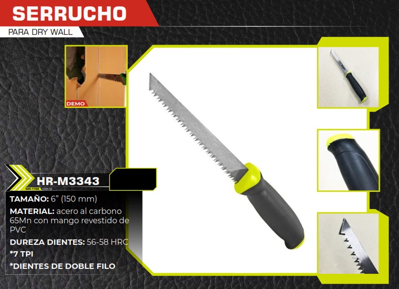 SERRUCHO PARA DRY WALL 6" ACERO Y MANGO PVC