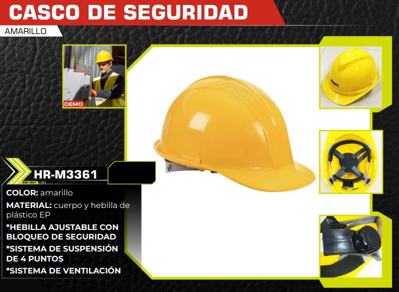 CASCO DESEGURIDAD AMARILLO AJUSTABLE